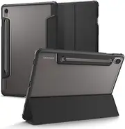 [Spigen] Ultra Hybrid Pro for Samsung Galaxy Tab S10 FE/Tab S9 Case, Clear Back S Pen Holder Storage Air Cushion Technology Raised Edge Built-in Kickstand Cover - Black