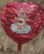 Vintage Care Bears Love A Lot Bear Heart Shaped Mylar Helium Balloon Superloon