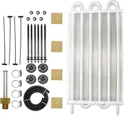 Radiator Reservoir Tank Engine Oil Cooler Universal Aluminum Remote Auto-Rear-Differential Cooling System Car With Condenser4 Row 6 Row 8 Row Radiator Fin Comb Kit(Silver (6Row))