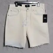7 For All Mankind Cooper J Denim Shorts Mens Size 31 White Cloudy Bleached Jeans