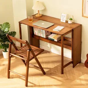 楠竹摺疊書桌 電腦桌 學生家用小型臺式桌子 書桌 摺疊桌 實木臥室床邊寫字台