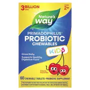 Nature's Way, Primadophilus®, Kids Probiotic Chewables, Ages 2+, Cherry , 3 Billion CFU, 60 Chewable Tablets