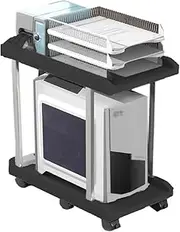Computer Tower Stand, 2-Tier Stand with Lockable Wheels Under Desk for Office Home, Mobile Printer Stands with Rolling Caster Wheels, with Stable Metal Frame, for Home Office Tower Stands