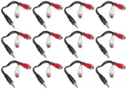 12X 6" 3.5mm Stereo Male Plug to 2 RCA Left-Right Female Jack Audio Cable 12Pcs