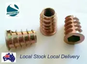 M4 M5 M6 M8 M10 Flange Insert Nuts Hex Socket Wood Timber Nut Inserts Zinc Alloy