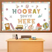 We Belong Welcome Bulletin Board Set You’re Here Welcome Back to School Classroom Decoration Pastel Stationery Paper Cutouts for Nursery Chalkboard Preschool Colorful Wall Door Decor Teacher Supplies