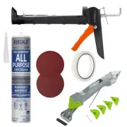 Variety Caulking Tool Kit, Caulking Gun, Silicone Sealant with Gun - All-Purp...