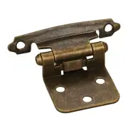 2 - Antique Brass 1/2" Overlay Cabinet Hinges + Semi-Concealed Frame Hinge