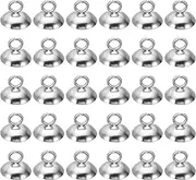 [uxcell] 10mm Bead Caps, 50 Pcs Bead Cap Bail Pendant Bead End Caps Charm Ornament Caps with Loop Stainless Steel for Jewelry Making DIY Necklace Earrings Bracelet Pearl, Silvery