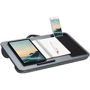 Laptop Notebook Lap Desk Cushioned Lightweight with Phone Holder Mouse Pad Grey