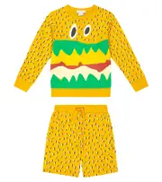 [Stella McCartney Kids] Stella McCartney Kids Printed cotton sweatshirt and sweatpants set Y 3 yellow