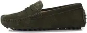 [ZIRIA] Shoes Women Leather Spring Flat Shoes Casual Loafers Slip On Women's Flats Shoes Lady Driving Shoes Dark Green