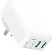[Risubo] 40W USB C Charger, 4-Port USB Charger Plug with Dual PD+QC Fast Charging Port, Multi Wall Charger Power Adapter AU Plug Compatible with iPhone 16/15/14/13/Pro Max/Samsung Galaxy S24/S23/Tablet