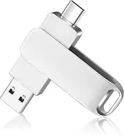 USB C Flash Drive, 2in1 Dual Type 3.0 USB High-Speed Memory Stick with Keychain, Compatible for Smartphone/PC (256, GB)
