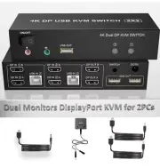 DisplayPort KVM Switch Dual Monitor 4K@60Hz Extended Display, 2 Computers 2...