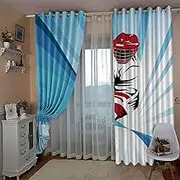 Exquisite Curtains for Kids Bedroom Cartoon & Ice Players 3D Pattern Microfiber Blackout Fabric Eyelet Window Drapes for Kids Nursery Playroom 2 Panels W168cm (66") x D229cm (90") x 2