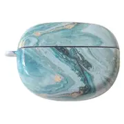 For Bose Ultra Open Earbuds Shockproof Case Marble Pattern Headset Hard PC Cover - Blue Gold