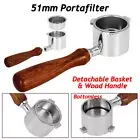 51mm Espresso Naked Bottomless Portafilter Wood Handle For Delonghi With Basket