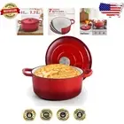 Versatile 3 Quart Red Cast Iron Dutch Oven - Perfect for Sourdough Baking & More
