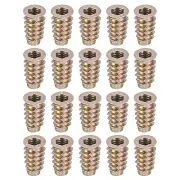 100PcsThreaded Inserts, 1/4"-20x25/32" Zinc Hex-Flanged Nut Threaded Inserts