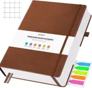 Graph Paper Notebook, 312 Numbered Pages Large A5 Hardcover Leather Journal, 100