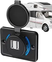 USB Charging Port, Small 3.1A RV USB Ports Panel, Car USB Socket, USB Charging Station, USB Outlet Adapter Replacement with Cover for ATV Bus Boat RV