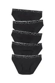 [Bonds] Bonds Girls Bikini 5 Pack in Black Size: 10/12 10/12 Black