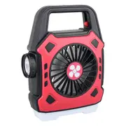 Portable Camping Fan with Light Multifunctional Outdoor Flashlight USB Charging Hanging Tent Light Red
