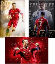 Cristiano Ronaldo Poster For Walls Bedroom Hall Portugal Pop Quotes Real Madrid CR7 Jeventus Manchester - 12 x16 Inch- (Pack of 3, LAMINATED)