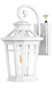 Dawn to Dusk Outdoor Light Fixture, White Front Porch Lights Wall Mount, Exte...