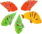 Didiseaon 5pcs Cartoon Wind Up Fish Interactive Clockwork Simulation Fish for Water Bath Play Engaging Plaything Fun Present for Promotes Fine Motor Skills Random Color