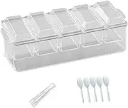 JISADER Ice Chilled 5 Compartment Condiment Server Salad Platter Condiment Container