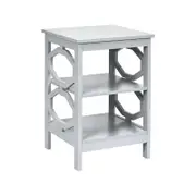 Costway O-Shaped Side Table 3-Tier Nightstand Bedside Table End Table Storange Shelf Brown