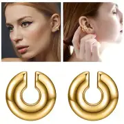 Women's Clip On Earrings Chunky Gold Earrings Non Piercing Gold Earrings