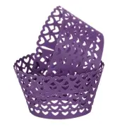 50 Pcs Cupcake Wrappers for Decoration Dark Purple (Heart, Pearlescent Paper)