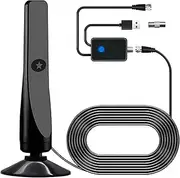 Indoor TV Aerial, 1080P 4K HD Digital TV Antenna 350 Miles Range Support, TV Ariels indoor 360° Acceptance Reception Freeview with Signal Booster 11.5ft Aerial Cable for All Local HDTV (TV Aerial-350)