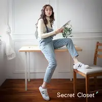 在飛比找PChome24h購物優惠-【秘密衣櫥】韓版寬鬆可愛直筒吊帶褲