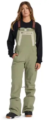 DC Crusade Oil Green Women's Snowboard Ski Bib Pants GLD0 Large