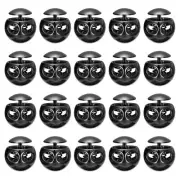 20Pcs Alloy Spring Cord Lock Ends Toggle for Shoelaces Bright Black 17.6x19.6mm