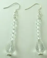 Earrings Long Clear Crystal with Briolettes & Bicones Bridesmaid Jewelry