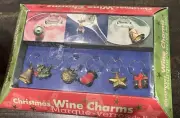 Wine Glass Charms Christmas Holiday Theme Set Beaded Wire