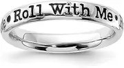[JewelryWeb] 3.25mm 925 Sterling Silver Polished Stackable Lyric Roll With Me Ring-Stackable-Ring for Women