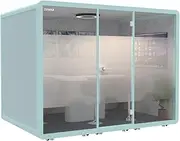 HiWish Office privacy booth &meeting pod,Pre-fab home office,movable workspace,Soundproof Acoustic Privacy Silent premium privacy Workstation pods, phone booth, portable,on Wheels-color Light Blue, 3L