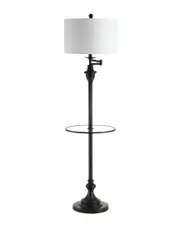 JONATHAN Y Cora 60in MetalGlass LED Side Table and Floor Lamp