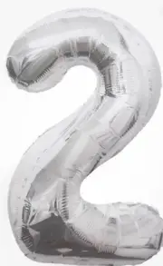 40" NUMBER (2) BALLOONS - Self Inflated Air/Helium - Foil Balloons - SILVER