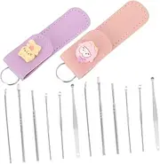 UTHCLO 2Sets Portable Remover Kit of Small Stainless Steel Ear Cleaners Durable Tools for Safe Removal and Daily Ear Cleaning for Adults