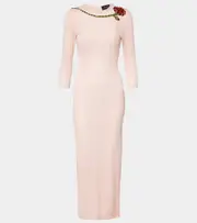 [Simone Rocha] Simone Rocha Embellished mesh midi dress AU 6 beige
