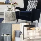 Side Table Metal Small Round Accent Table Collapsible Portable End Table ☀