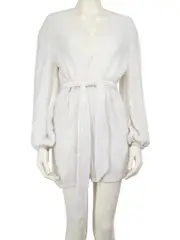 White Sequinned Mini Wrap Dress