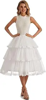[Aprildress] Women's White 3 Hoop Petticoat Hoop Skirt for Cosplay Above Knee to Mid-Calf Length Crinoline Underskirt PPT630